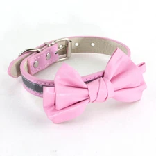 New Soft PU Leather for Small Dogs Reflective Luxury Cute Bow Tie Cat Collar