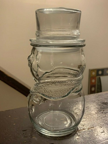 Set of Two Clear Glass Christmas Snowman Canister Cookie Jars or Candy Dish - Picture 2 of 12