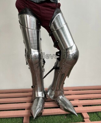 Medieval Steel Warrior Gothic Leg Armor FULL SET Knight Greaves 