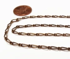 5 Feet Vintage Aged Steel Twisted Paper Clip 2.5mm. Fancy Open Link Chain M157