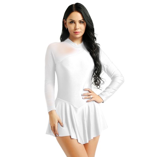 Damen Tanzkleid Langarm Mesh Rückenfrei Tanz Kleider mit Kristallen verziert - 第 43/51 張圖片