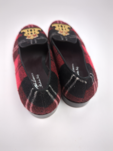 NEW RALPH LAUREN PURPLE LABEL Men Sz US 8D Colton Holiday Red Wool Plaid Slipper - Picture 5 of 10