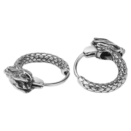 Fashion Jewelry Men Hoop Earrings Dragon Pattern Man Male Chinese - 第 5/12 張圖片