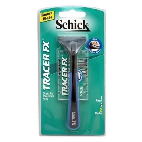 Schick Tracer FX Razor Handle w/ 2 Blade Cartridges + Case, Sensitive/NEW