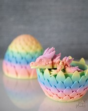 Cotton Candy Dragon XL Egg Set | Articulated 3D Printed Dragon 50 cm