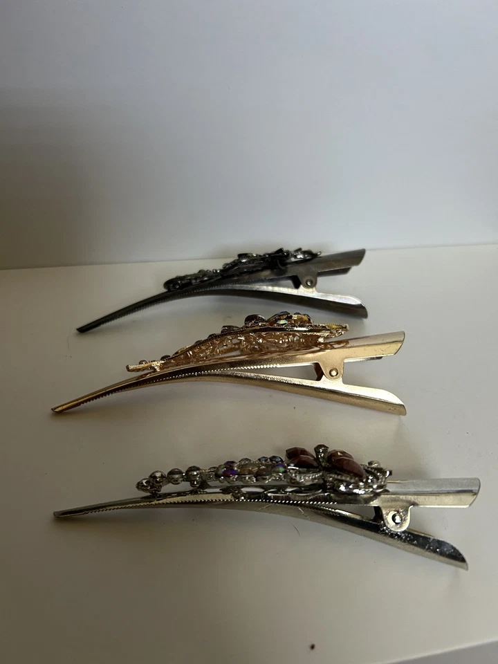 3 clips de pico de pato pelícano, disfraz plateado, oro rosa y bronce (5") Foto 3 de 4