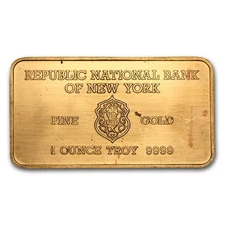1 oz Gold Bar - Heraeus (Republic National Bank of New York)