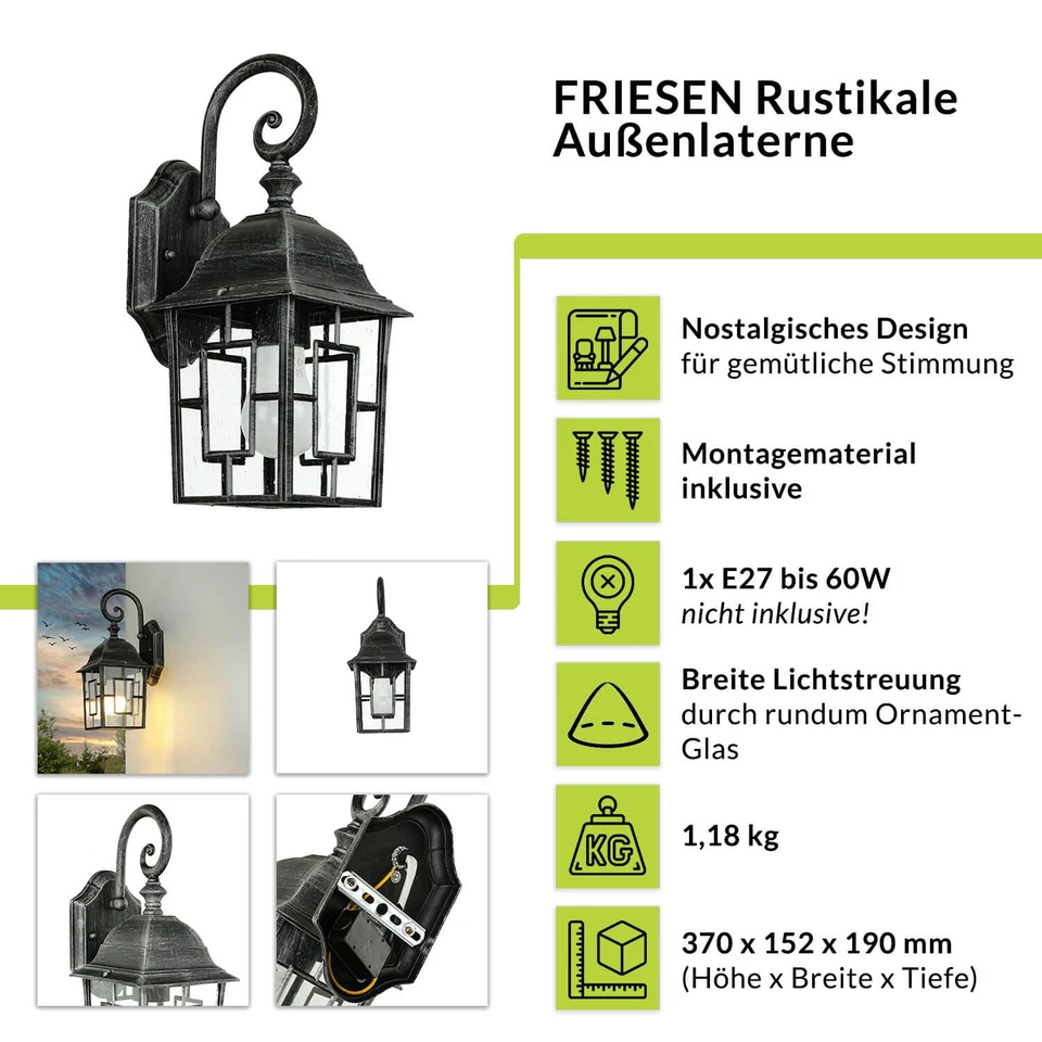 Maritime 5W LED Außenwandleuchte Hofeingangsleuchte in silber Außenleuchten H - Bild 2 von 4