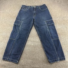 VINTAGE Karl Kani Jeans Mens 42x34 Blue Cargo Dark Wash Skater Loose Baggy 90s