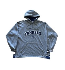 Vintage 90s New York Yankees Grey Embroidered Hoodie Sweatshirt MLB Baseball M