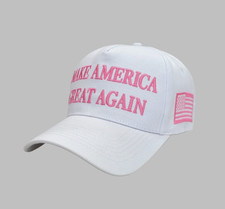 Trump 45-47 Hat Make America Great Again White Pink Snapback MAGA US Seller 