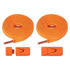 No Tie Shoelaces with 2 Metal Triangle Buckle Clips, 1Pair  Orange