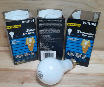 3[ 1CT]= 3 BULBS: PHILIPS DURAMAX LONG LIFE 3WAY 50-100-150w ADJUSTABLE SAVES $$