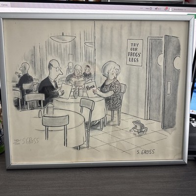 Sam Gross 1970 Try Our Frogs Legs Signed Numbered Limited Print Framed 343/1500