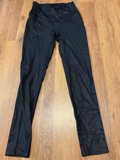 DG2 DIANE GILMAN Slim & Sleek Black Coated Tummy Control Leggings - Size P S NWT