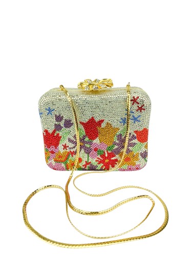 Judith Leiber Damen Handtasche selten Blumen Kristall Minaudiere Multi