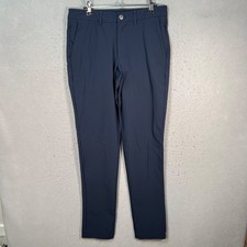 Mens Technical Stretch Navy Blue Slim Fit Chino Pants Office Commute