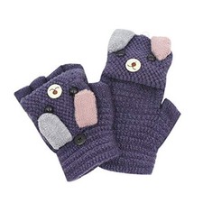 RARITYUS Unisex Warm Soft Winter Knit Gloves for Kids Boys 4-9y dark Blue