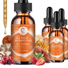 Irish Sea Moss & Mushroom Supplement Drop Immune Brain Focus Boost - 2 FL OZ