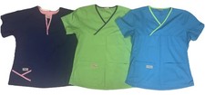Urbane Scrubs Women  s Scrub Tops Lot Of 3 Size Small Medium Navy Green Teal