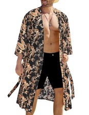 COOFANDY Men's Casual Lightweight Kimono Robe Japanese Bathrobes Open Front L...