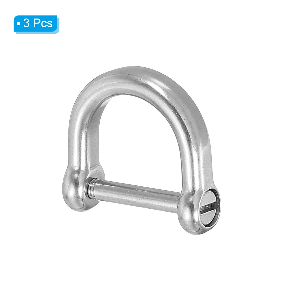 Grillete de anillo en D, 3 grilletes pequeños de acero inoxidable de 12 mm de ancho interior en forma de U