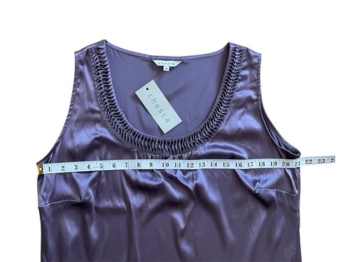 CHESCA. BNWT Purple Silk Blend Sleeveless Blouse. Size 16. Satin. - Picture 6 of 10