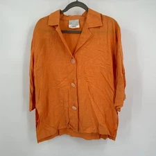 Gene Ewing Bis Womens Top Size L Linen Boxy Artsy Cottagecore Resort Layering