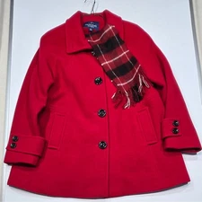 mackintosh new england red wool blend coat with scarf size xl