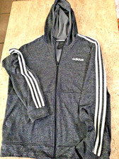 Adidas Women's Sz M Mottled Grey Hooded Full Zip Track Jacket ClimaWear Unisex