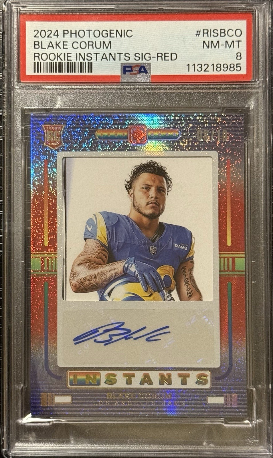 Blake Corum Panini Photogenic Rookie Instants Signatures #RISBCO Red
