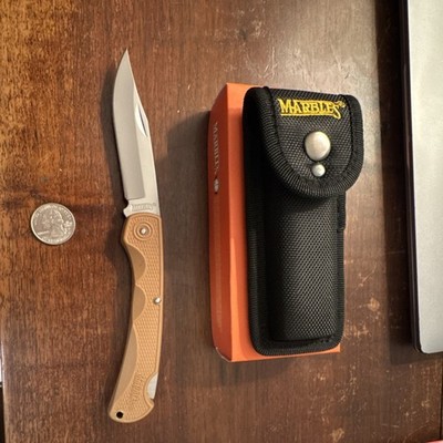 Marble's MR565 Tan Lockback Pocketknife Plastic Handle Clip Point