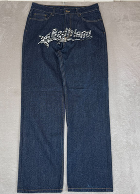 Y2K Bad Friend Jeans Mens 34 Blue Preowned Denim Wide Leg High Rise Streetwear