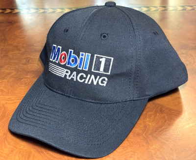 Vintage Mobil 1 Racing Pegasus Logo Black Snapback Hat Cap NASCAR 90s - NICE