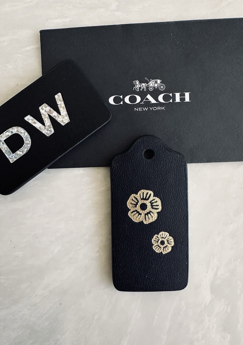 NEW COACH BLACK HANGTAG WITH METALLIC GOLD STAMPED FLOWERS 55703