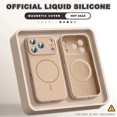 Für iPhone 17 16 Pro Max 15 14 13 Stoßfest Magnet Flüssig Silikon Hülle Cover