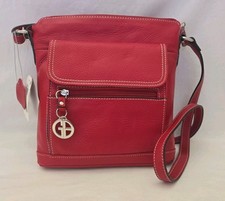 New Giani Bernini Red Leather Crossbody Bag W...
