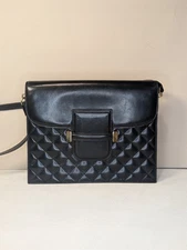 Saint Laurent YSL Vintage Cassandre Black Leather Gold Hardware