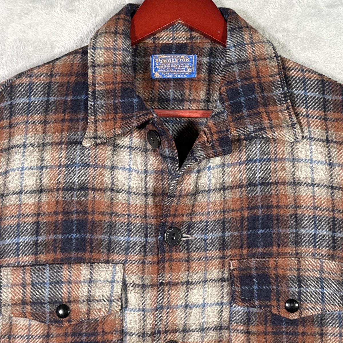 Vintage Pendleton Jacket Mens M Brown Plaid Wool Hunting Cruiser