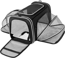 TSA Airline Approved Large Pet Carrier,4 Sides Expandable with 2 Mesh Pockets,3
