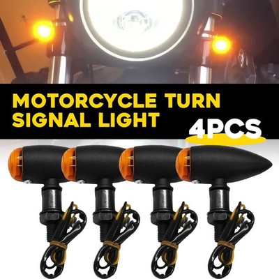 4PCS Turn Signal Motorcycle Mini Light Bullet Indicator Blinker Amber Light LHRH