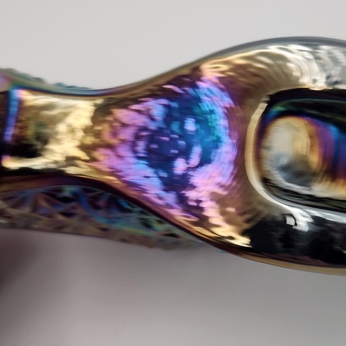 L E Smith Vintage Amethyst blau Karneval Kunst Glas Schuh Gänseblümchen & Knopf - Bild 13 von 14