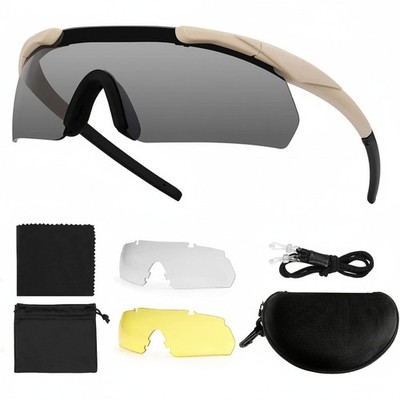 Schießbrille 3 Gläser UV Schutz Sportschutzbrille Stabiler Rahmen