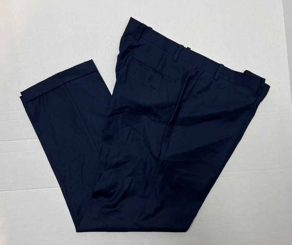 Andrew Marc Men's 44S Navy Blue 2-Button Blazer Flat Front Pants Dual Vent Suit - Image 3 of 4