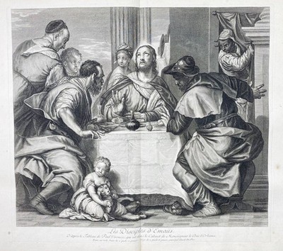 Paolo Veronese Supper at Emmaus Christus Kupferstich etching gravure 1742