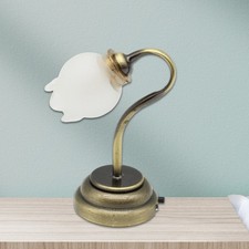 Retro Miniature Flower Shade Table Lamp for 1/12 Dollhouses Collector Enthusiast