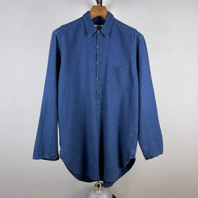 Chemise de travail en coton indigo pour homme Oliver Spencer taille L - Photo 1/4