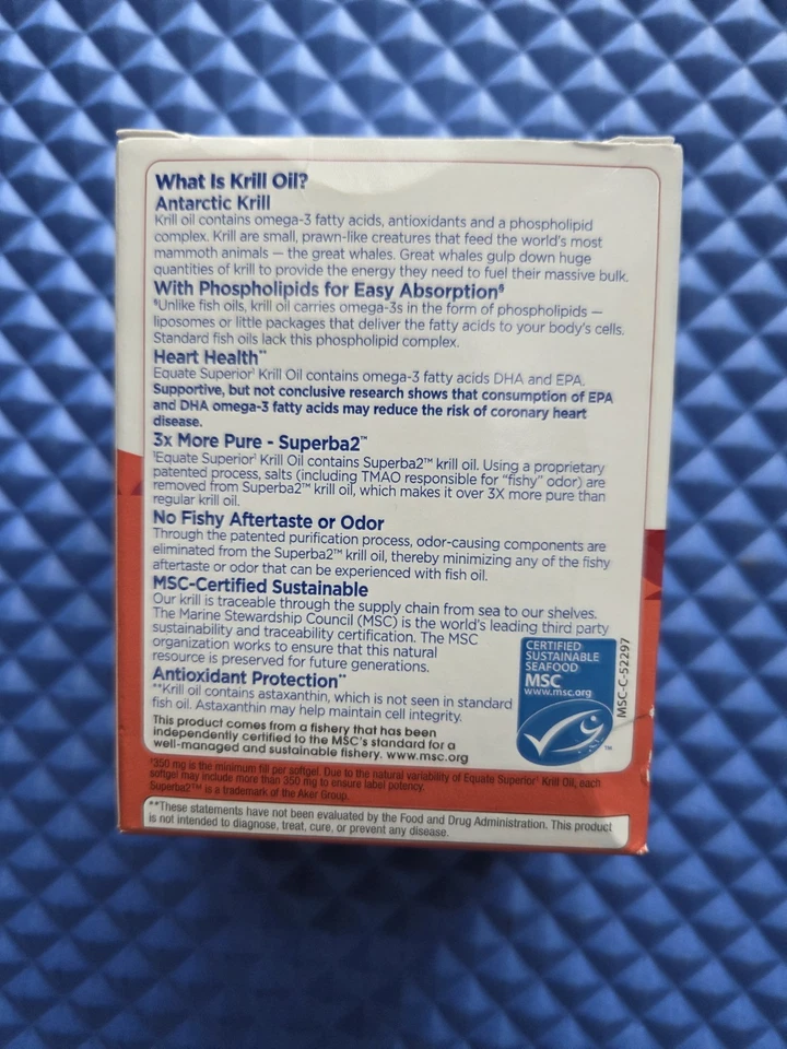 Equate Krill Oil Dietary Supplement 350 mg - 65 Softgels BEST BY 10/31/2026 - Image 3 of 4
