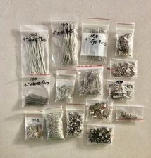 Jewelry Findings Supplies, Jewelry Making Lot of 15 – Silver Tone