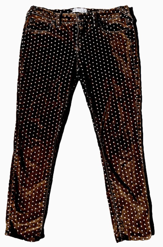 Free People 28 Brown Polka Dot Fuzzy Stretch Boho Jeans Pants